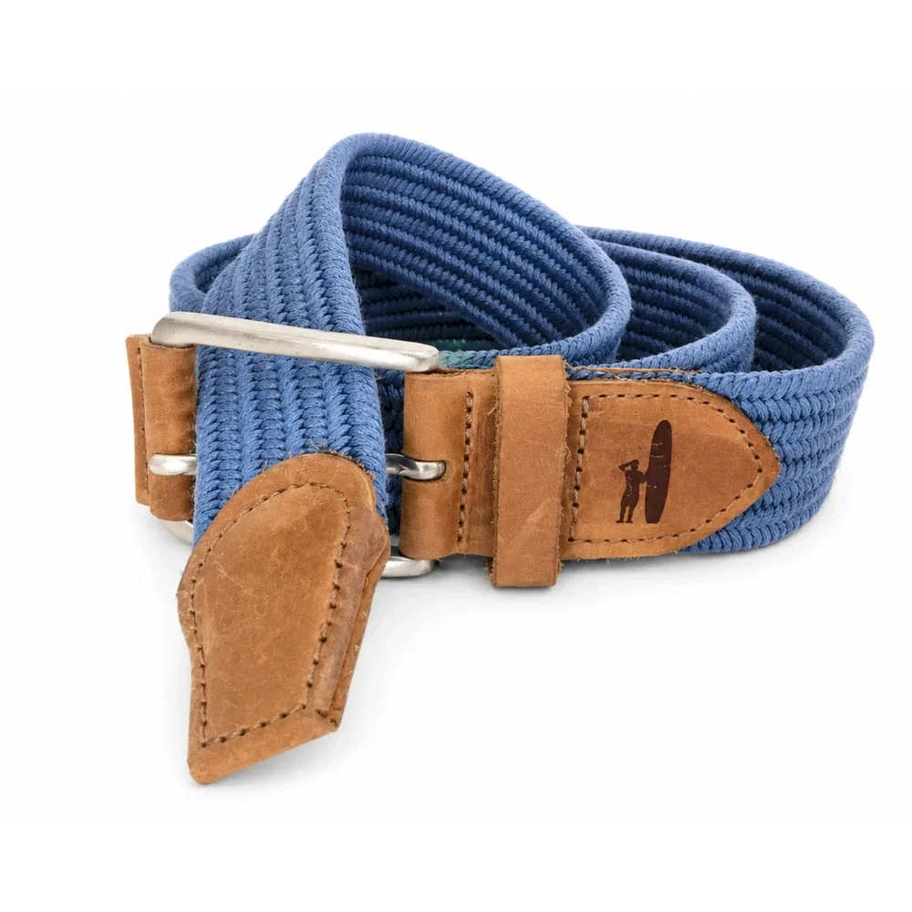 NEW JOHNNIE-O MENS LAGUNA BLUE WAXED COTTON STRETCH BELT GOLF SZ S